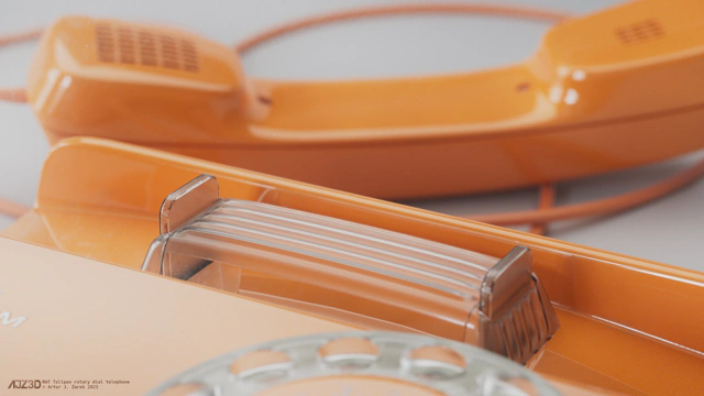 A close up on telephone's plexiglass hook.