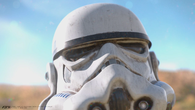 Montage of various angles of a stormtrooper helmet.