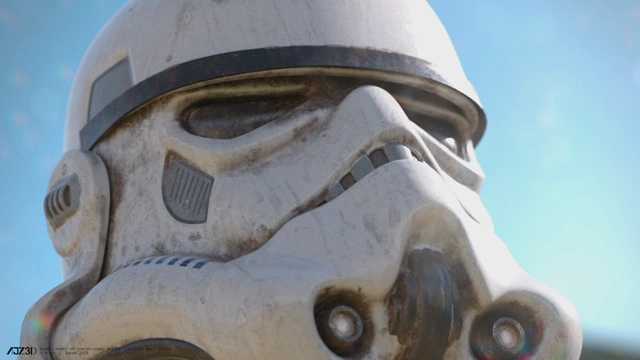 Extreme close up of left side of the helmet.