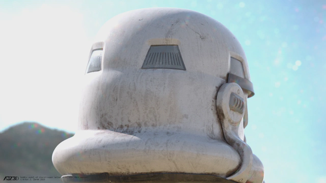 Extreme close up of lower front side of the helmet.